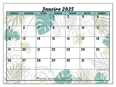 Calendário n 456 janeiro de 2025 Jardim exótico Michel Zbinden PT