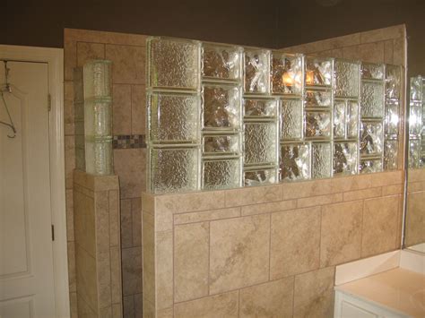 Glass Block And Tile Shower Wall