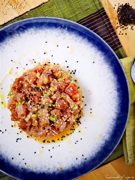 Receta de tartar de atún rojo y aguacate Caracol Viajero