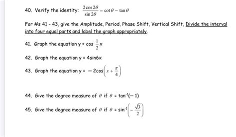 Solved 40 Verify The Identity 2 Cote Tane Sin 20 For S Chegg