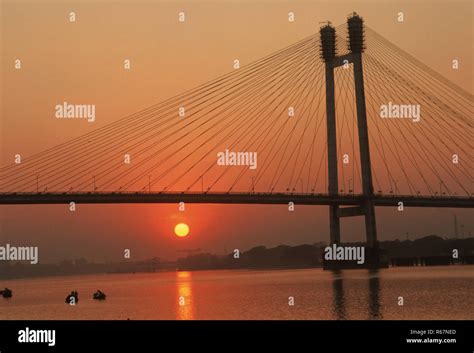 Vidyasagar Setu New Bridge Calcutta West Bengal India Stock Photo