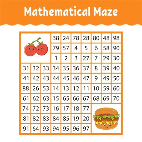 Математический квадратный лабиринт. игра для детей. числовой лабиринт ...