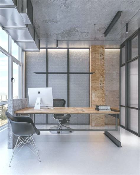 Industrial Office Features Exposed Bricks Concrete Ceilings Home