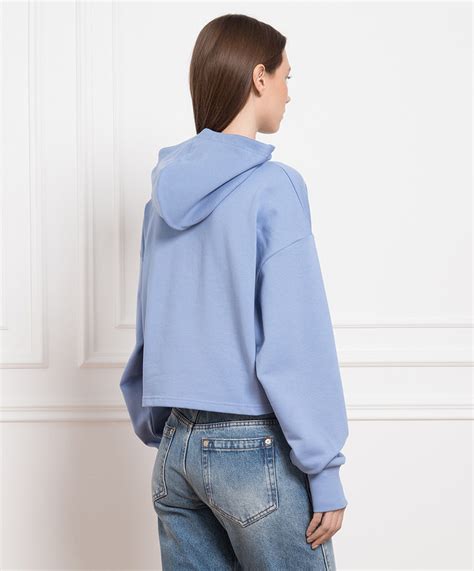 Balmain - Голубое худи с фактурным логотипом AF0JP033BC27 купить в Symbol