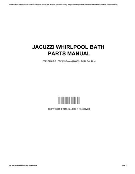 Jacuzzi whirlpool bath parts manual by xing88623 - Issuu