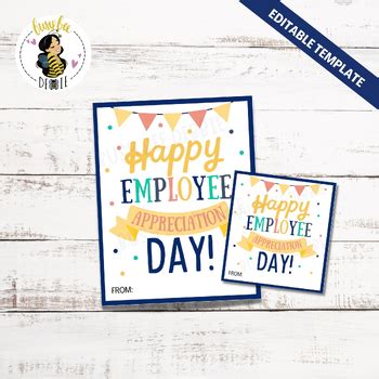 Employee Appreciation Day Tag Printable, Editable Staff Appreciation Cards