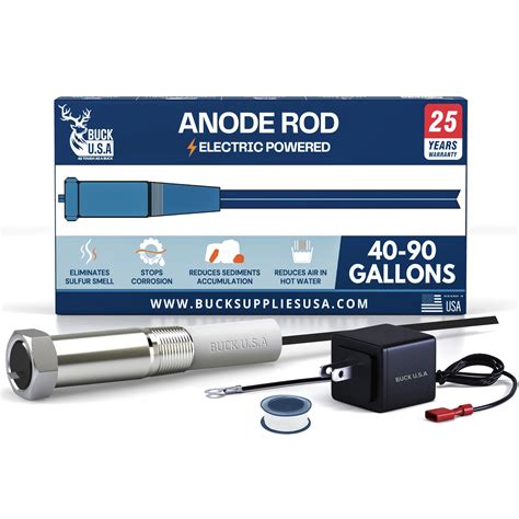 Powered Anode Rod for Water Heater Tanks (40-90 Gallon), 25-Year