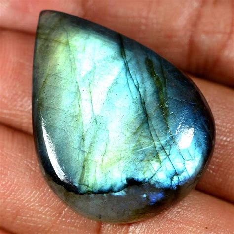 Cts Natural Labradorite Pear Cabochon Blue Flashy Loose