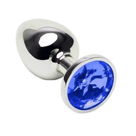 Plug Anal Médio Joia Aço Inox Azul Masculino Feminino Sexo Masturbador Anus BumBum Safado