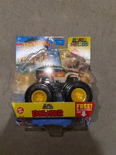 Super Mario Hot Wheels Monster Trucks Bowser With Crushable Car New Eur Picclick Fr