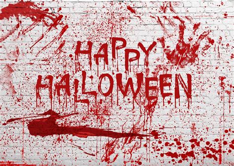 Buy Sensfun Halloween Bloody Brick Wall Backdrop Creepy y Blood ...