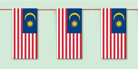 Malaysia Flag Display Bunting Hecho Por Educadores