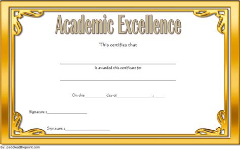 Academic Excellence Certificate Template Gold Paddle Templates