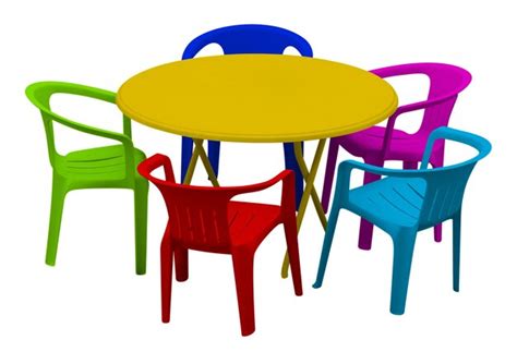 Premium Photo | Plastic table and chairs colorful