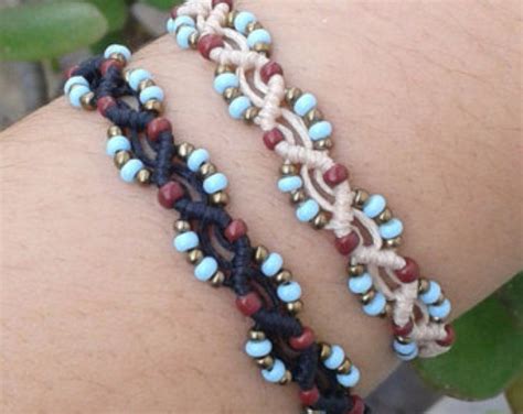 Beaded Macrame Bracelet Micromacrame Jewelrywavy Friendship Bracelet Etsy Macrame Bracelet