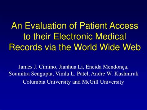 Ppt An Evaluation Of Patient Access To Their Electronic Medical