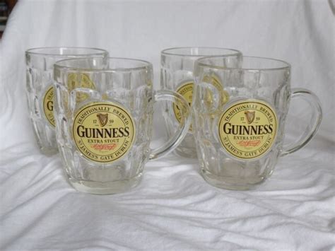 4 Guinness Extra Stout St Jamess Gate Dublin Dimpled Glass Tankard