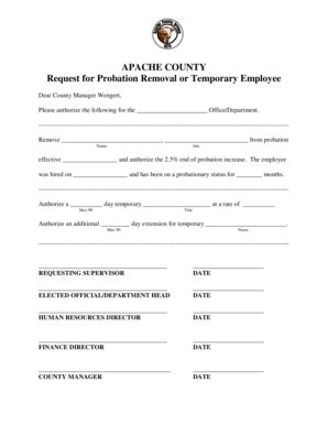 Fillable Online Apache County Request For Probation Removal Or