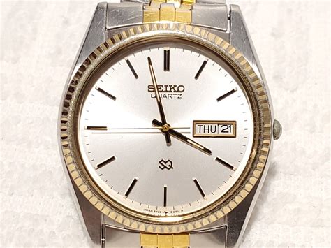 Mavin Vintage Seiko Sq Day Date Two Tone Watch Fluted Bezel One Jewel