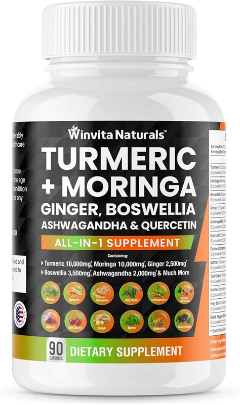 Turmeric Curcumin 10000mg Moringa 10000mg Boswellia 3500mg Ginger 2500mg Saffron