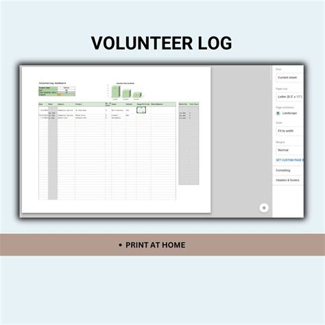 Volunteer Log Sign Up Spreadsheet Volunteering Planner Record Hours