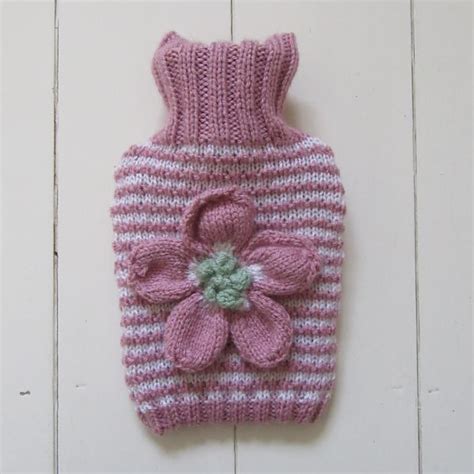 Hot Water Bottle Cover Stripy Pink With Dais Folksy