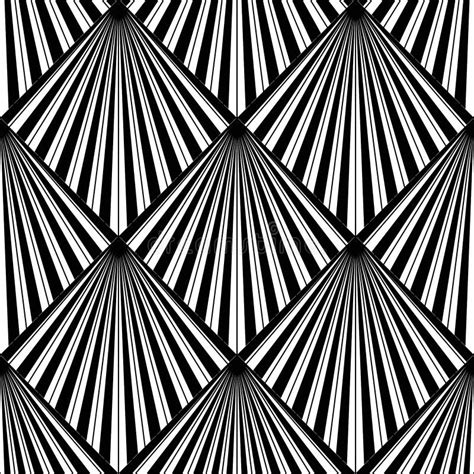 Art Deco Pattern Fanning Seamless Black And White Background Stock