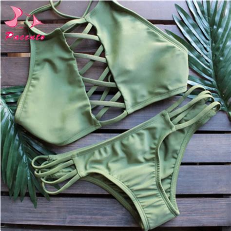 Pacento Bikini Set Sexy Bikini Swimsuit Women Swimwear Female High Neck