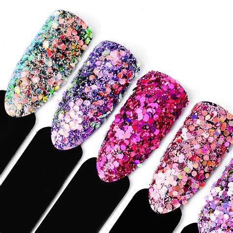 MEET ACROSS 4 коробок/Набор 3D ногтей блестки хлопья смешанные цвета ...