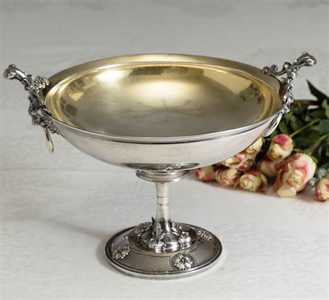 ornate victorian silver plate footed  dish  engraving