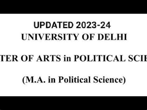 Du M A Political Science Oe Ps E Updated Syllabus All