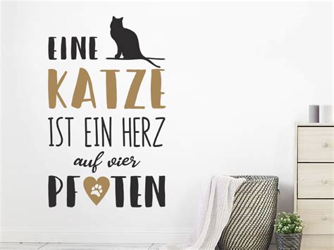 Wandtattoo Eine Katze Ist Ein Herz Auf Vier Pfoten Wandtattoos De