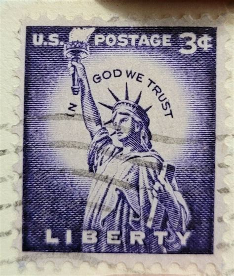 Mavin Cent Liberty Us Postage Stamp Used Purple Lady Statue Of