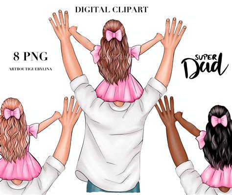 Fathers Day Clipart Father Daughter Clipart Dad Girl Etsy Australia