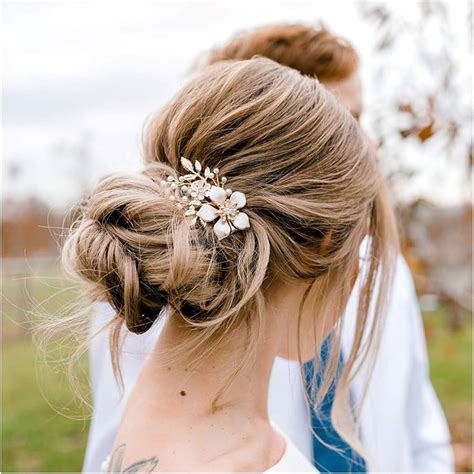 SWEETV Gold Bridal Hair Clip Floral Bridal Hair Comb Hair Clip Flower