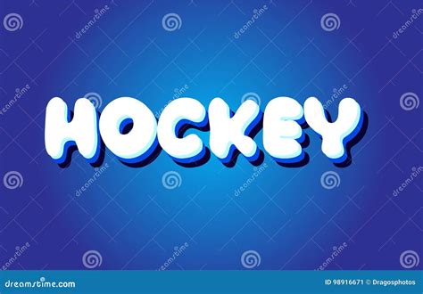 Hockey Text D Blue White Concept Vector Design Logo Icon Stock Vector