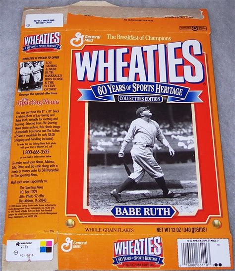 1992 Babe Ruth 60 Years Of Sports Heritage Wheaties Box Wheaties King