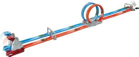Hot Wheels Race Fold Race Track Set Double Loop Dash With Toy Cars Scale Ft Long