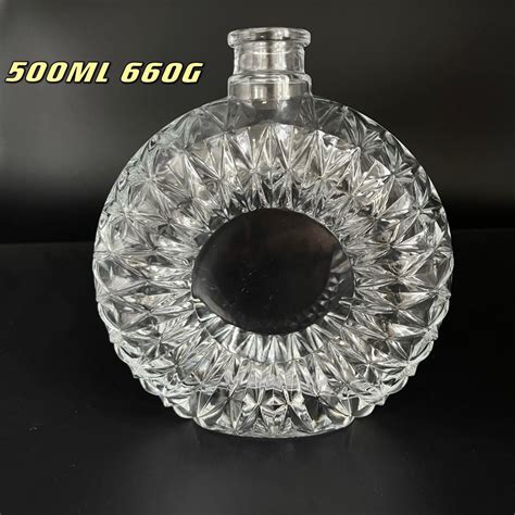 Luxury Round Shape 500ml 700ml 750ml Empty Liquor Vodka Brandy Whisky Customized Glass Bottle