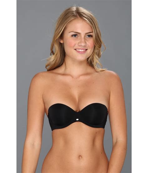 Calvin Klein Naked Glamour Strapless Push Up Bra F In Black Lyst