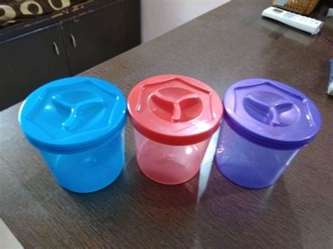 Multi Color Food Grade Plain Round Shape Multi Color Plastic Container