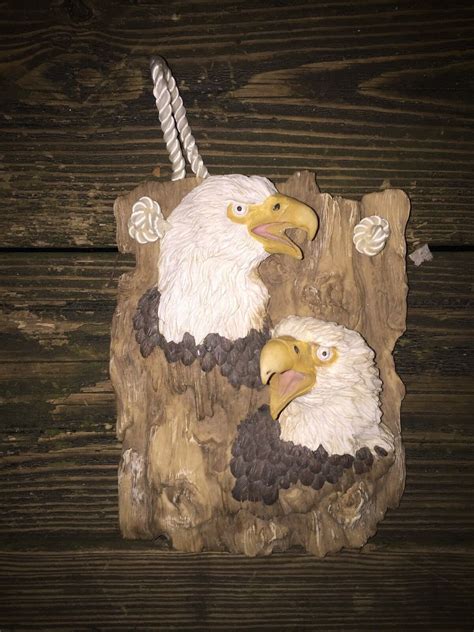 Vintage AMERICAN BALD EAGLE Wall Plaque USA BIRD Hanging Art UNIQUE 12/ ...