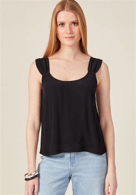 Bonobo Jeans Mit Breiten TrÄgern Blouse Noir Zalando Fr