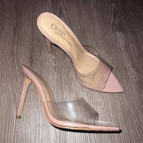 Nude Heels Clear Strap Depop