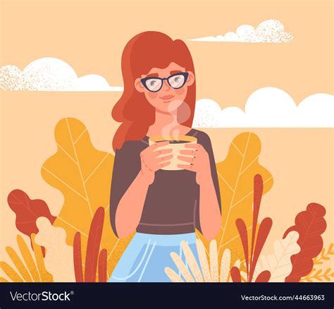 Woman With Hot Drink Royalty Free Vector Image