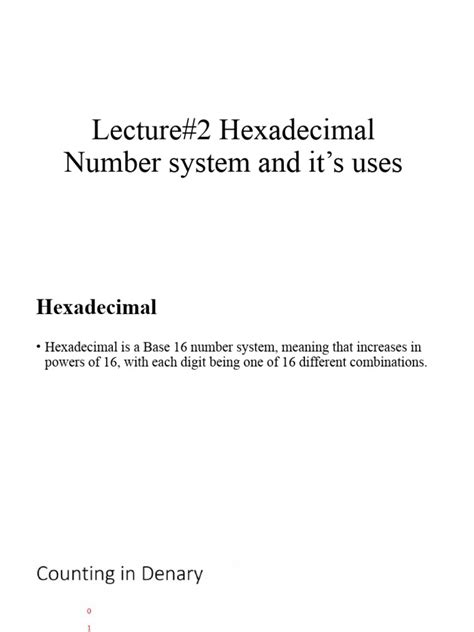 Lecture#2 Hexadecimal Number System | PDF