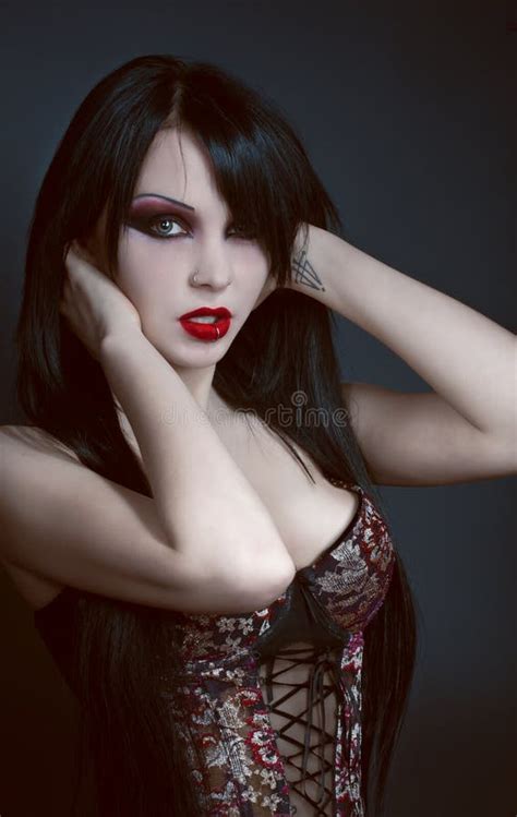 Gothic Portrait Of Brunette Woman Stock Photo Image Of Seductive Gothic 19768194