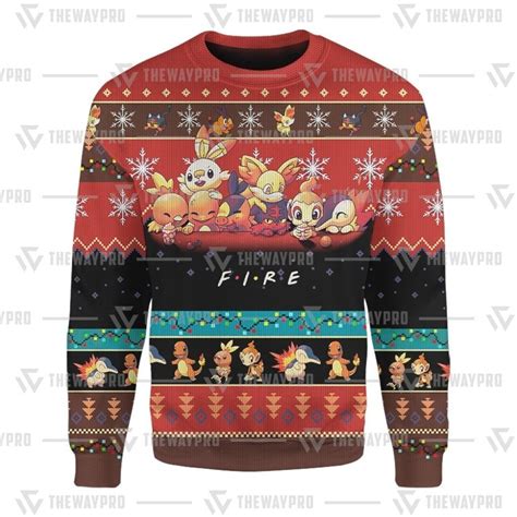 HOT Pokemon Anime Fire Christmas Sweater Express Your Unique Style