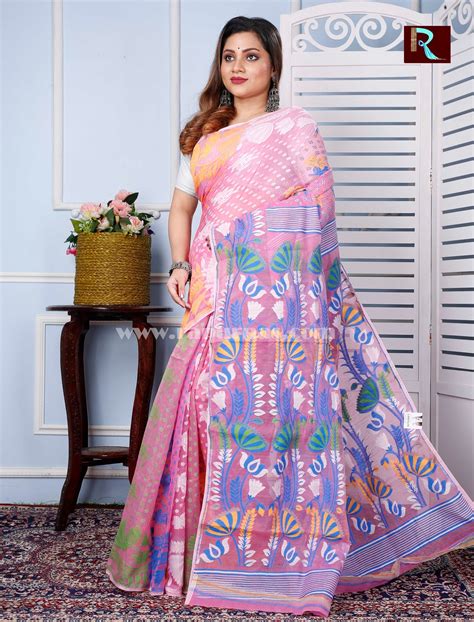 Dhakai Jamdani Saree Of Light Pink Shade Rapurnas