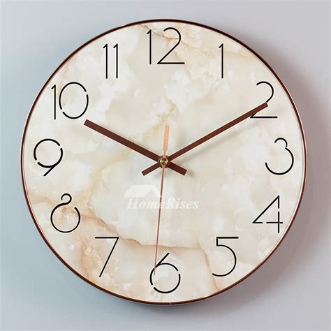 Modern Simple Marble Wall Clock Creative Small Silent Quartz Round